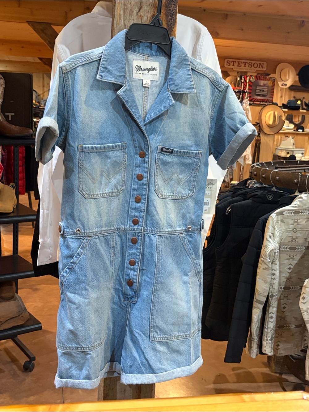 Wrangler Light Blue Denim Short-Sleeve Romper